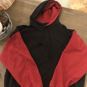 red and black brandy melville color block hoodie